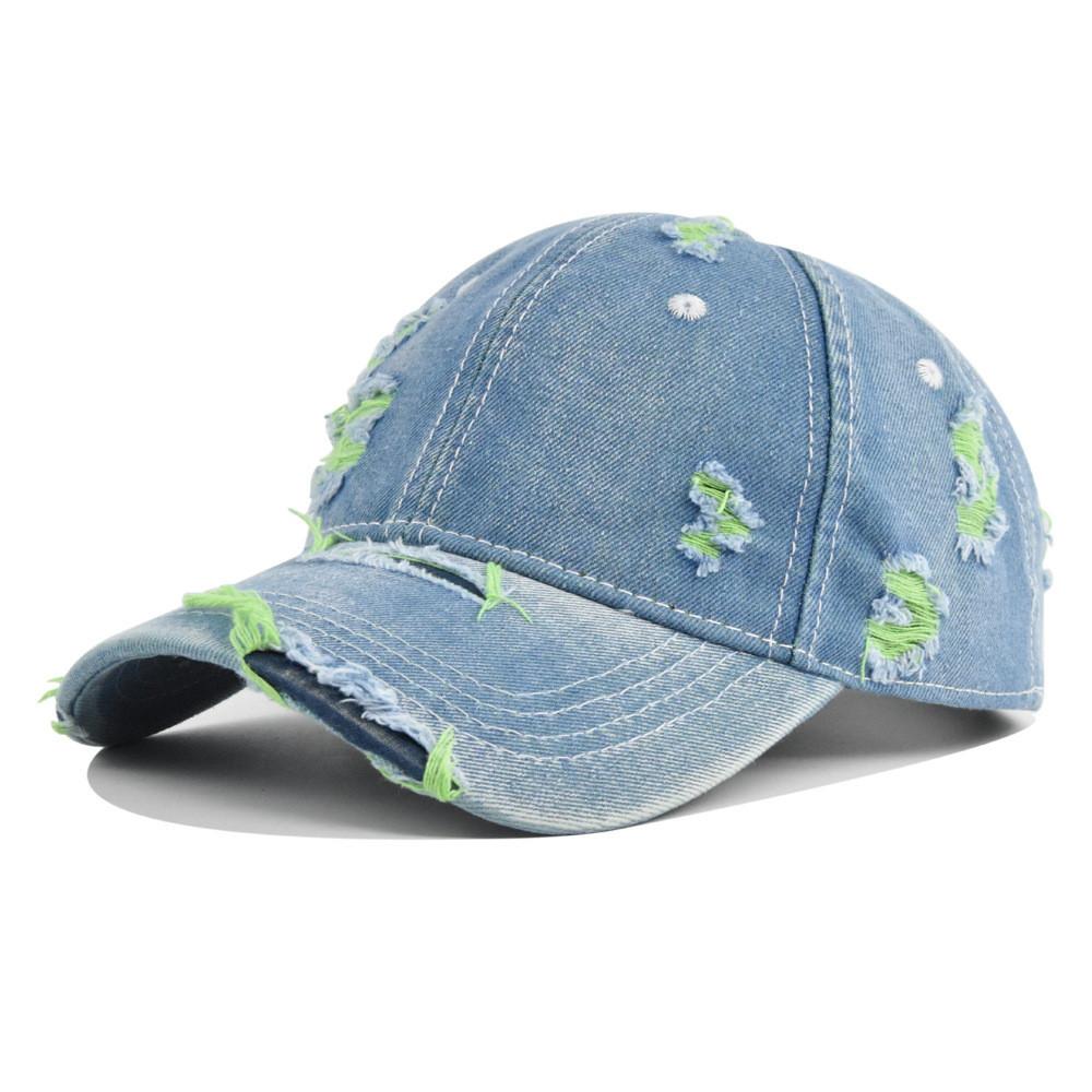 Vintage Distressed Denim Baseball Cap With Sun Protection For Casual Wear