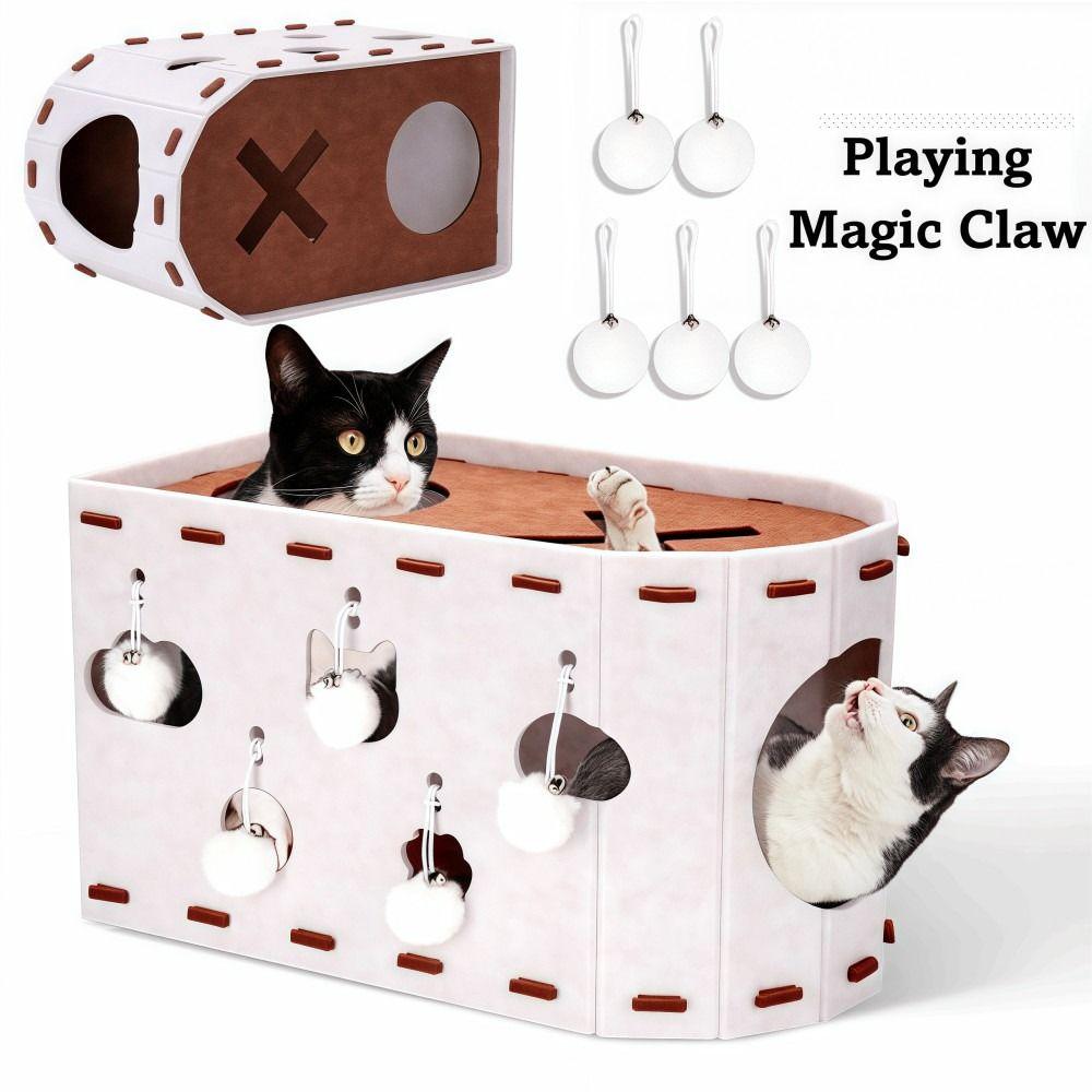 Japanese Style All-in-one Cat House Felt Hole Style Cat Bed Stackable with Toy Hanging Ball Cat Castle House Four Seasons