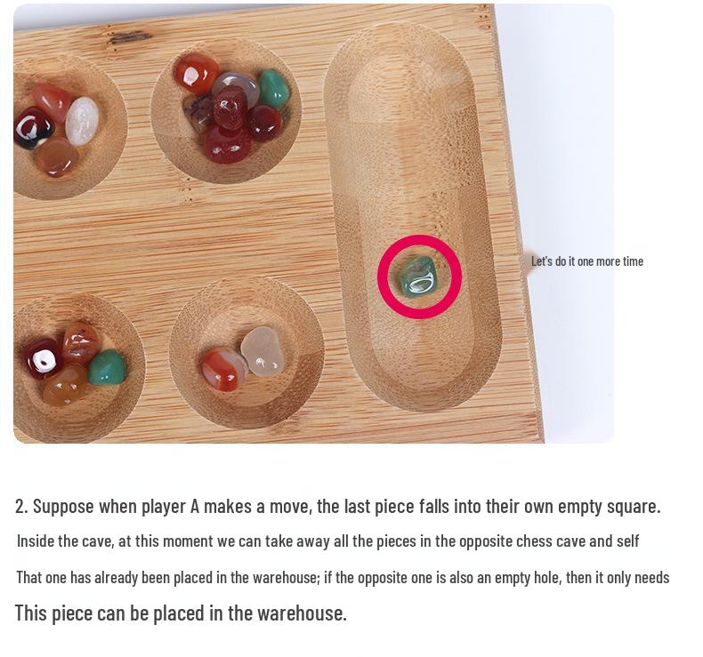 Pine Wood Gemstone Mancala Board: Educational Toy for Spatial Thinking