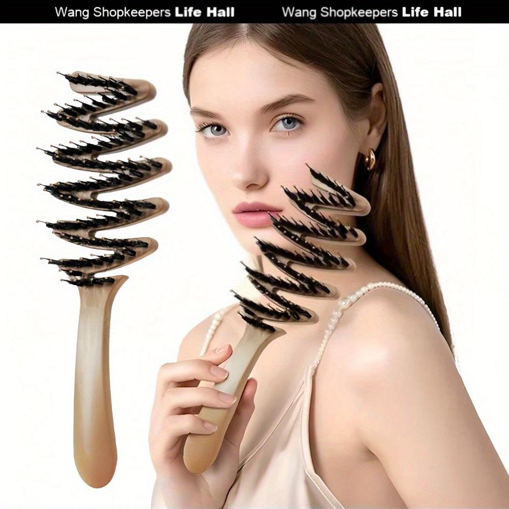 

1 шт. Щетка для волос из щетины кабана, Расческа для объема с длинной ручкой для гладких и более густых волос - Прочная ручка из АБС-пластика, Идеальный подарок для мужчин и женщин 1pc