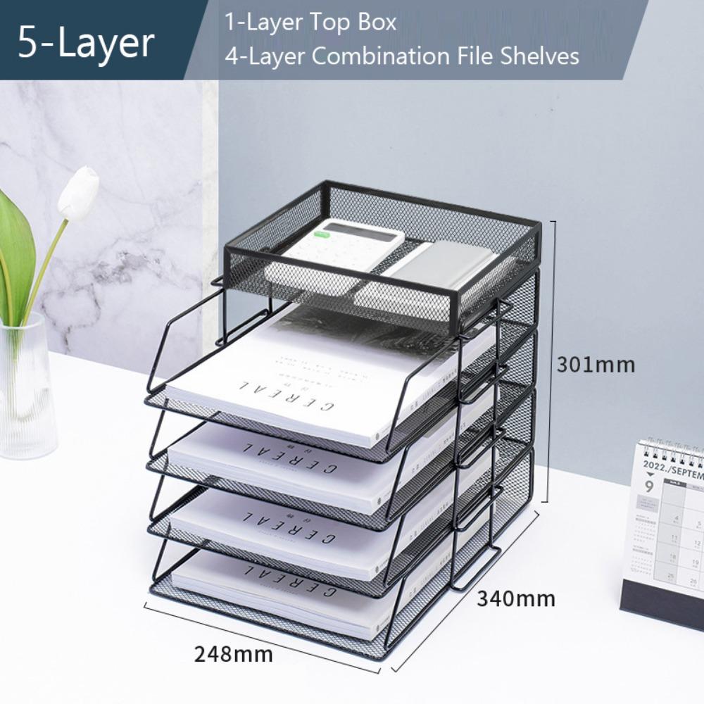 Stackable File Shelves Detachable File Storage Tray Shelf Multi-Tier Document Holder  Office