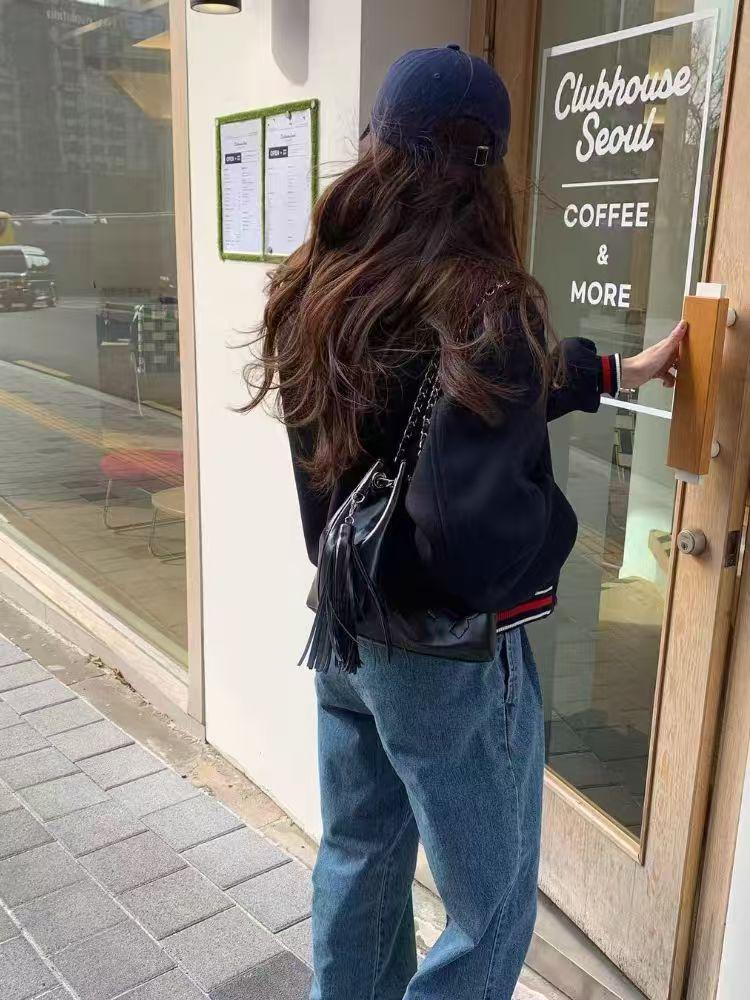Women's Retro College Style Baseball Jacket - Spring/Autumn 2024