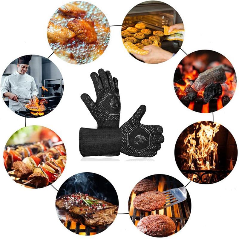 1PC / 1 Pair Oven Gloves, Oven Mitts, Heat Resistant Fireproof Non-Slip Silicone BBQ Grill Gloves for Cooking Barbecue Baking