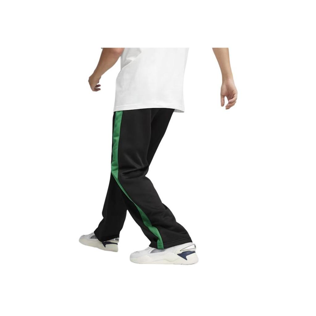 Puma Color Block Retro Sport Fitted Lace-Up Front Printed Splicing Knitted Sweatpants Men Bottoms Black 624393-01