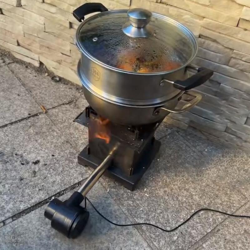 5V Electric Blower 14.5cm Extended Air Duct 5 Speed Control Portable Design For Grill Camping And Kitchen Ventilation