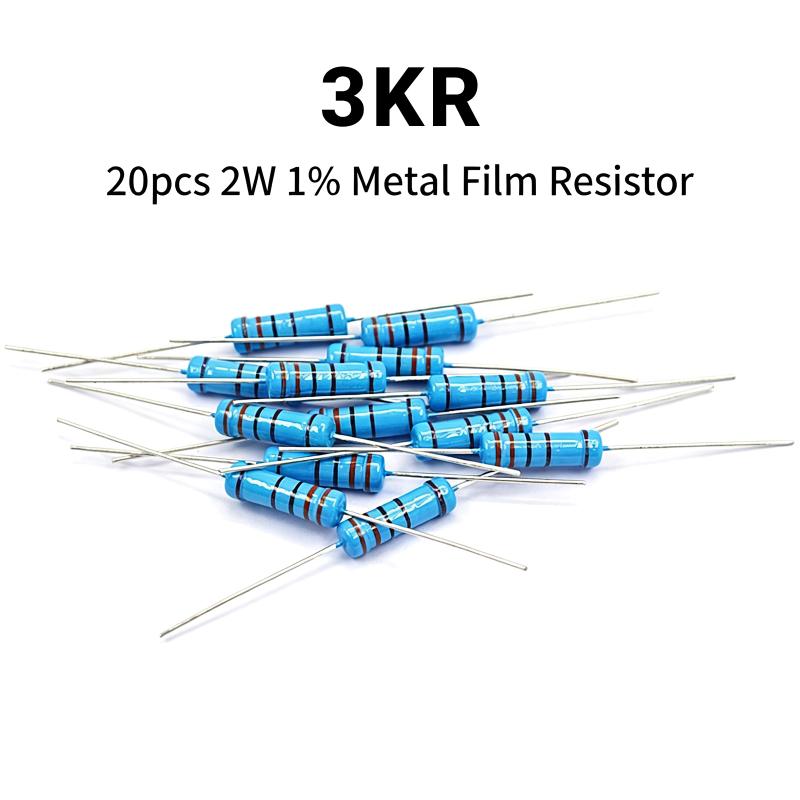 2W 1% Low Error Metal Film Resistor Assortment 20Pcs 1R-10M for PCB Design and Prototype Production
