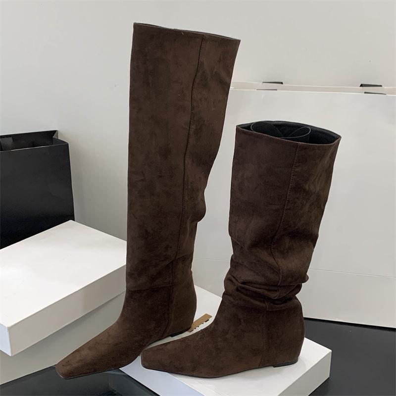 Fashion Eilyken Punk Style Over The Knee Boots Women's Wedges Low Heels Shoes Fashion Thigh High Long Botas Para Mujer