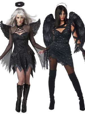 Černý anděl Halloweenský kostým: Cosplay temného anděla a čarodějnický kostým