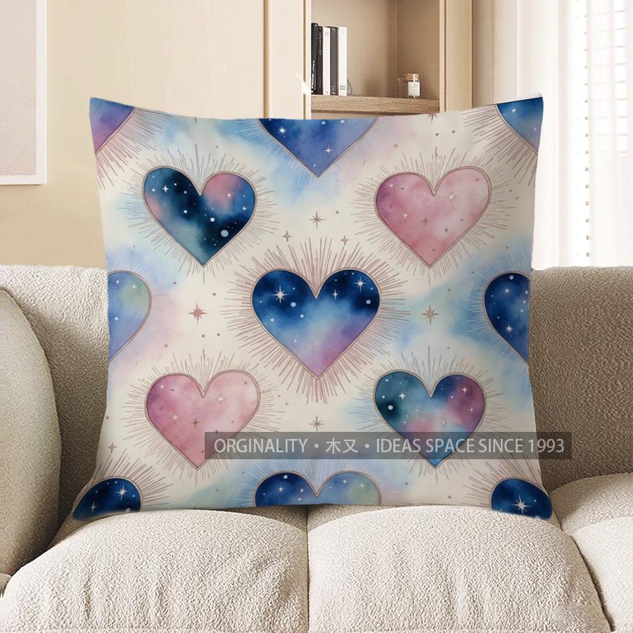 2D Colorful Heart Patterns Cosy Decorative Pillowcase Pattern Cushion Cover Suitable For Sofa Bedroom Car Pillow Cover