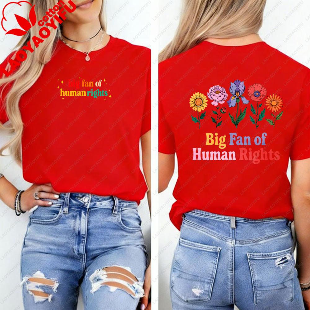 Big Fan of HuUnisex Rights Floral Sweatshirt Social Justice Shirt Support Immigrant Tshirt Equality Pro Democracy Tee Gothic Tops