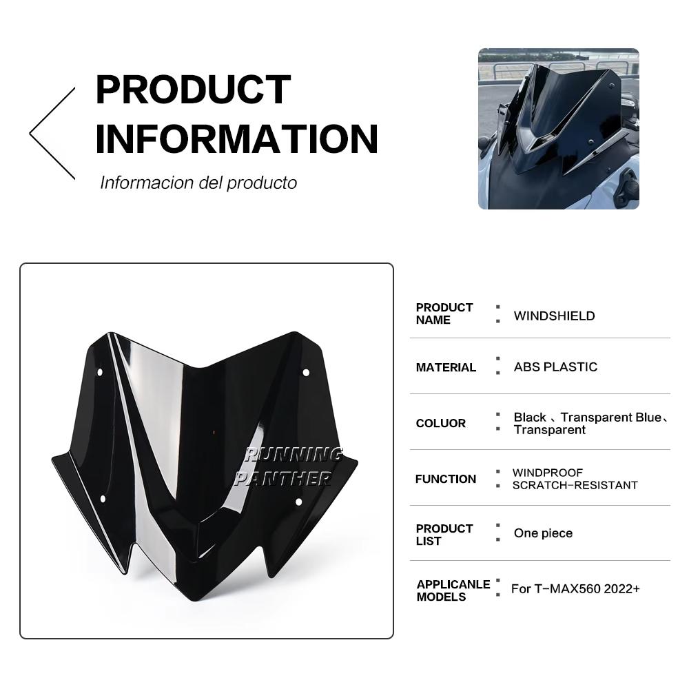 New For YAMAHA T-MAX560 TMAX560 TECH MAX T-MAX 560 2022-2026 Motorcycle V-Tech Line Sport Windshield Visor Windscreen Deflector