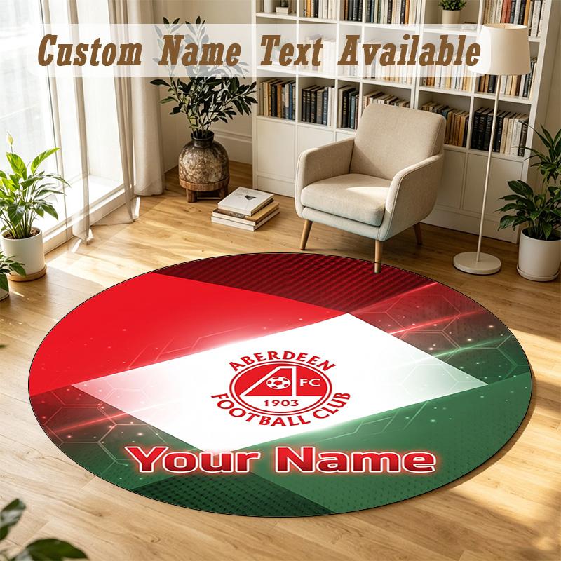 Round Rug Custom NameAberdeen FC Pattern Non Slip Carpet Home Floor Decor