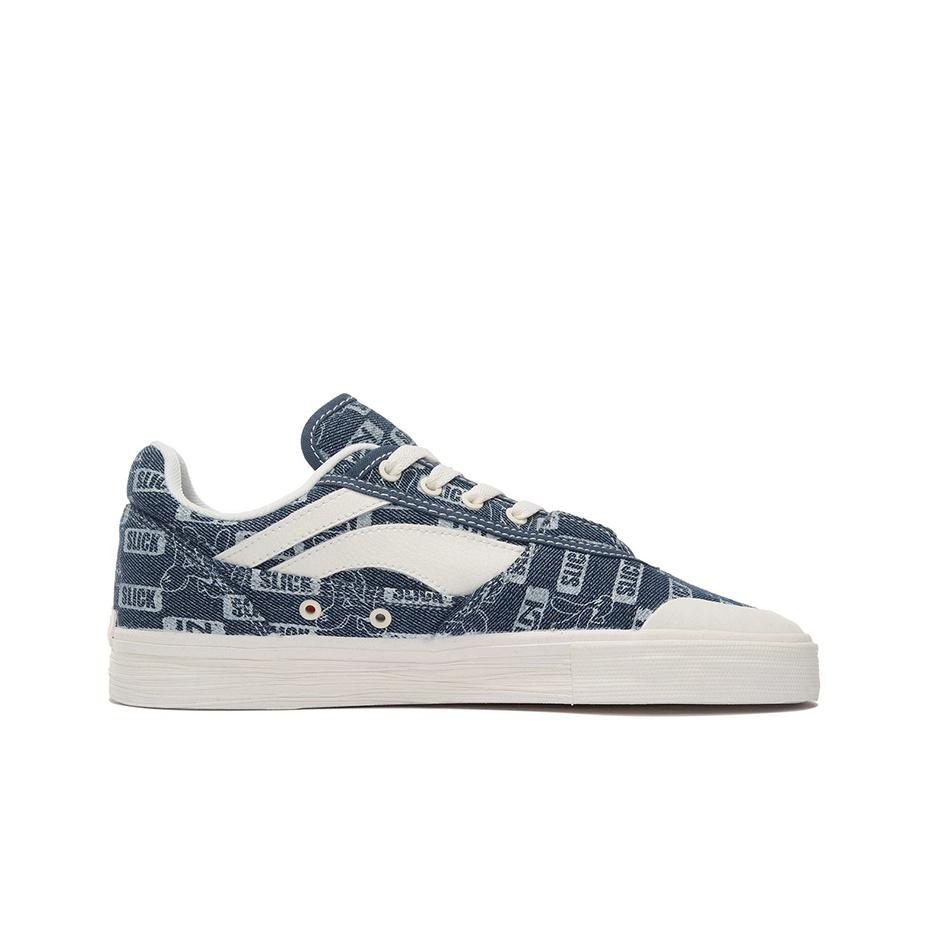 Li Ning 50/50 Canvas Stoff Rutschfest Langlebig Leicht Low Top Skate Schuhe Herren Sneaker Blau AECS023-2