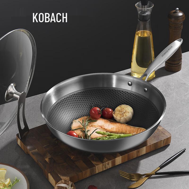 KOBACH 32cm Stainless Steel Honeycomb Non-Stick Wok