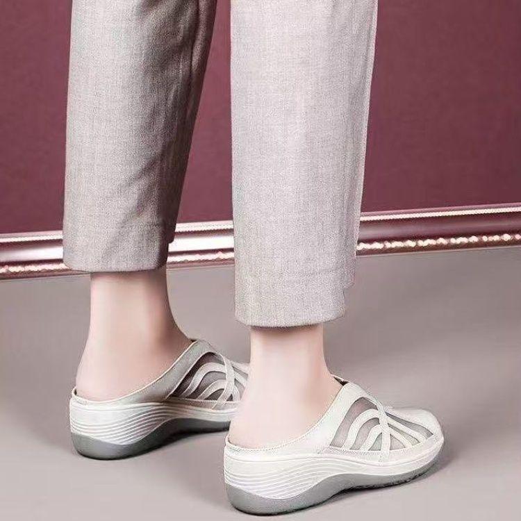 Neue weiche Leder-Flip-Flops mit rutschfestem Hohlmuster - Damenschuhe
