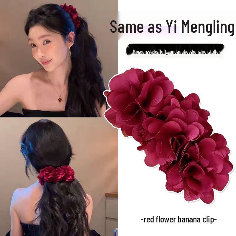 Korean High-End Acrylic Flower Hair Clip for Women - Large Shark Clip for Voluminous Styles