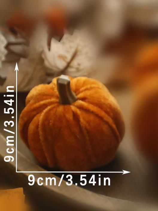 Velvet Artificial Pumpkins Decoration Brown Pumpkin Decor for Fall Halloween Thanksgiving Autumn Harvest Home Decorations Gift