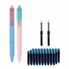 Refillable Ergonomic Fountain Pen for Students - Transparent Colored Plastic Design