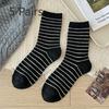 5 Pairs of Female Autumn and Winter Color Stripes In The Tube Warm Pile Socks