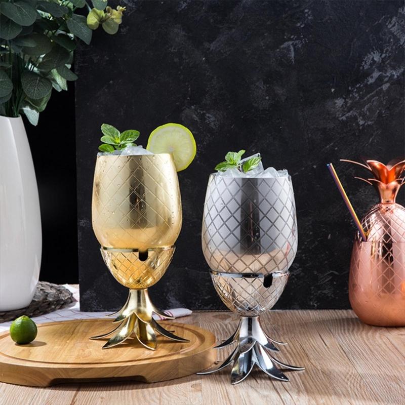 Ananasový tvar koktejlové sklenice Koktejlové sklo Materiál nerezová ocel Barové doplňky Pítka Sklenice na víno pro bar