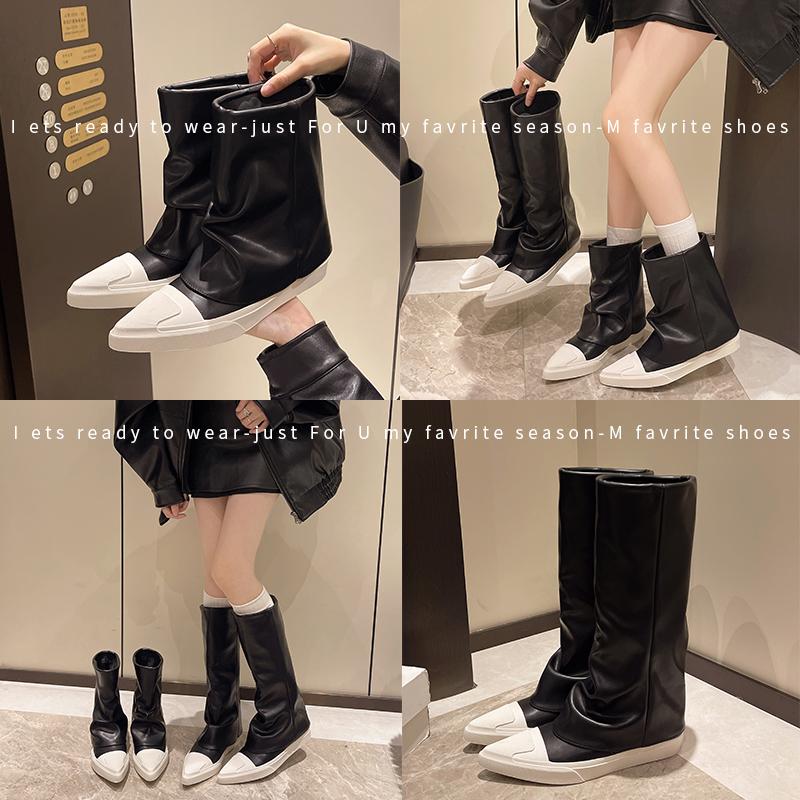 Pointed Toe Women High Boots Leather Fashion Winter Shoes New Brand 2025 Trend Knee High Gladiator New Motorcycle Botas De Mujer