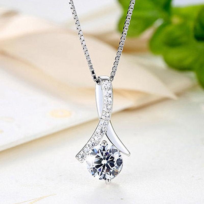 Zircon Micro-Inlaid Collarbone Chain Necklace Simple Imitation Moissanite Pendant Women'S Jewelry