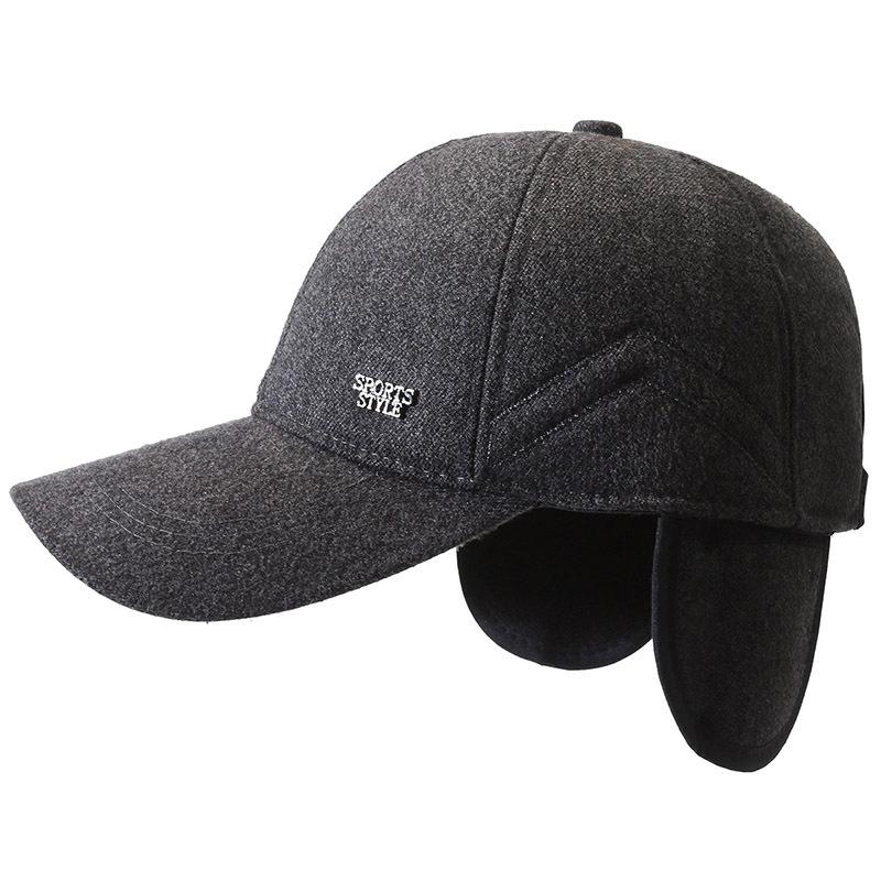 Men'S Thermal Ear Protection Cap Middle-Aged And Elderly Cotton Hat Dad Hat Cold-Proof Cap Outdoor Piled Thick Baseball Cap