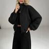 Women S Loose Baseball Jacket With Zipper Pocket Drawstring Hem