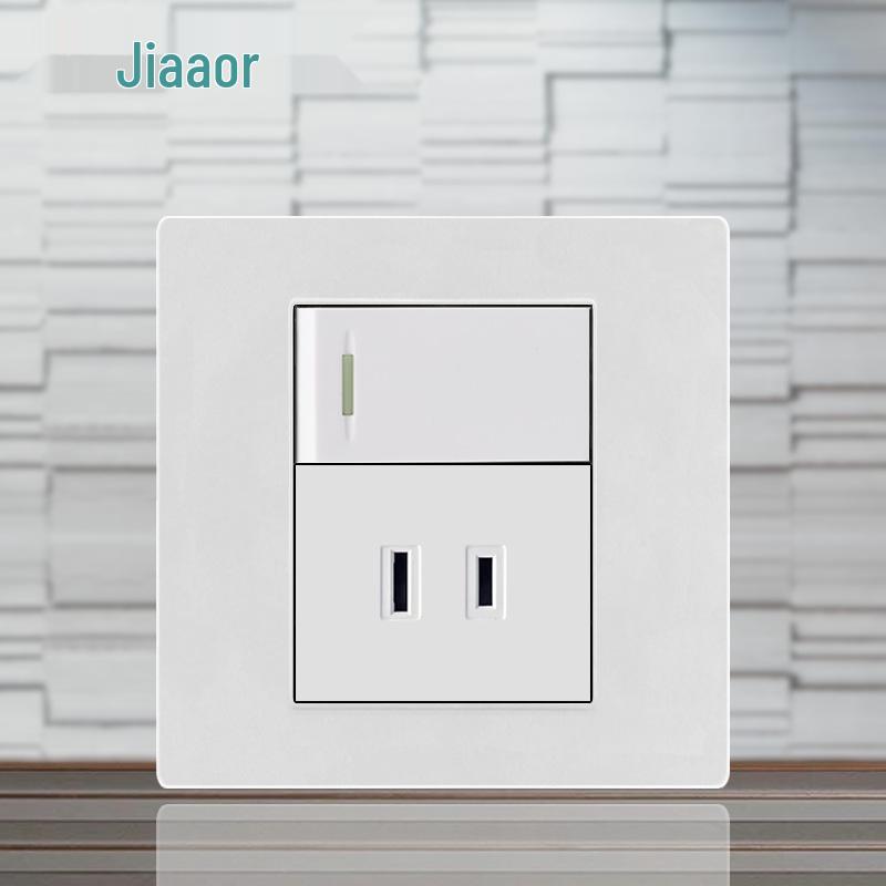 86 Typ Amerikanischer Standard Schalter- und Steckdosenpanel mit Doppel-USB & Typ-C, 3-Loch-Stecker für Japan & Taiwan, Unterputzmontage