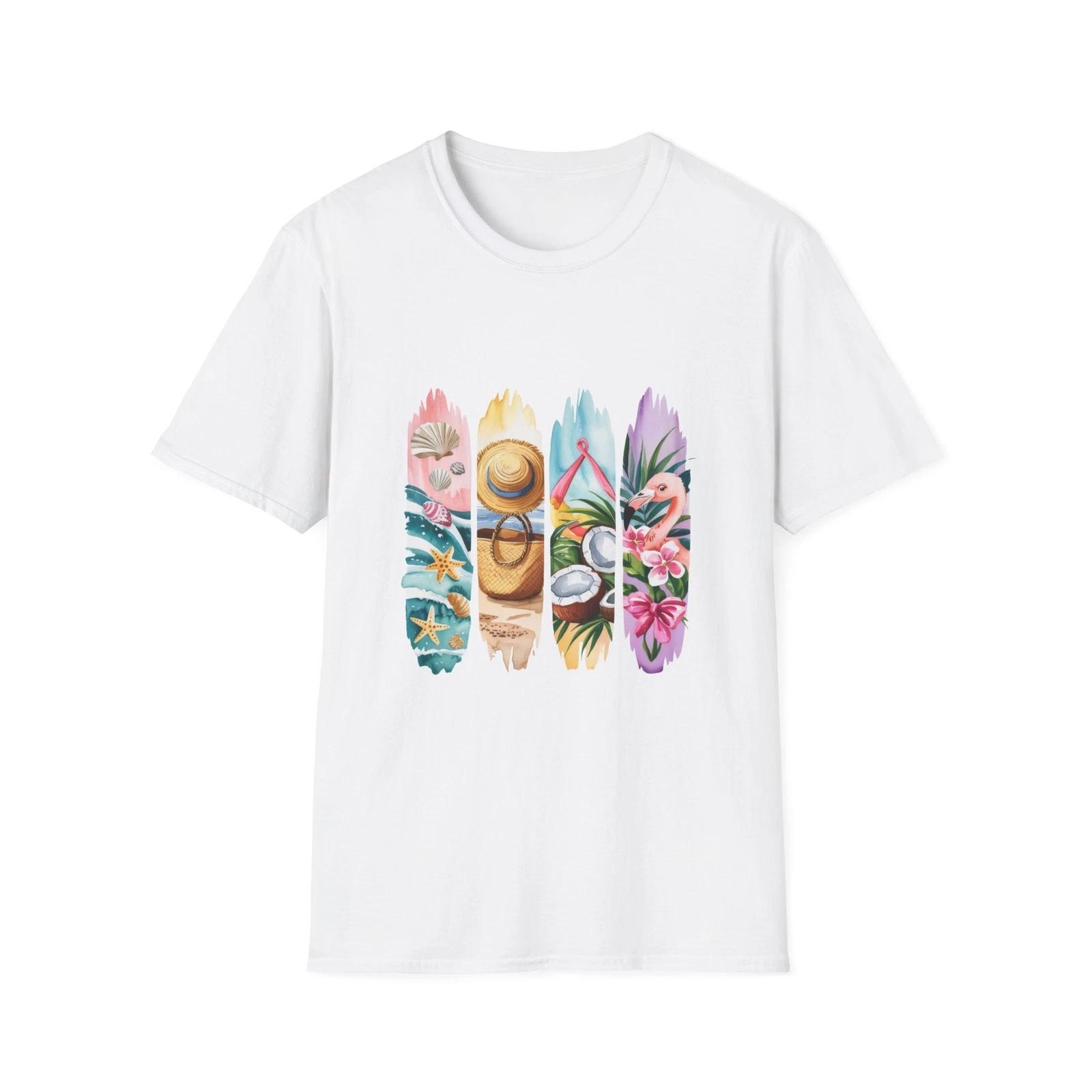 Унисекс футболка «Тропические вайбы», Летняя мода, Пляжная одежда, Стиль для отпуска, Повседневная M