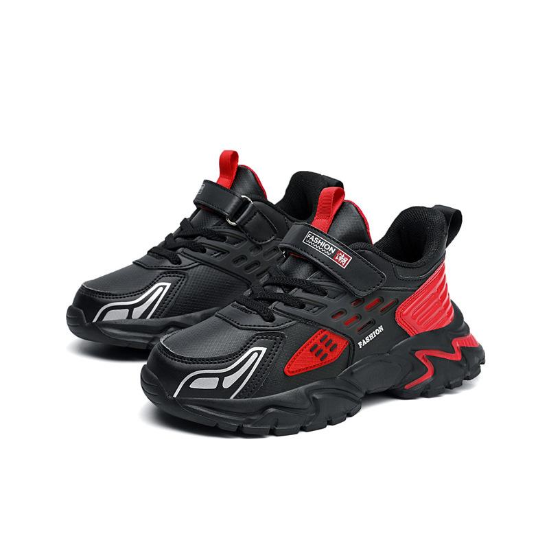 2025 New Kids Sneakers Black Kids Casual Shoes Fashion PU Leather Running Sports Comfortable Shoes for Boy