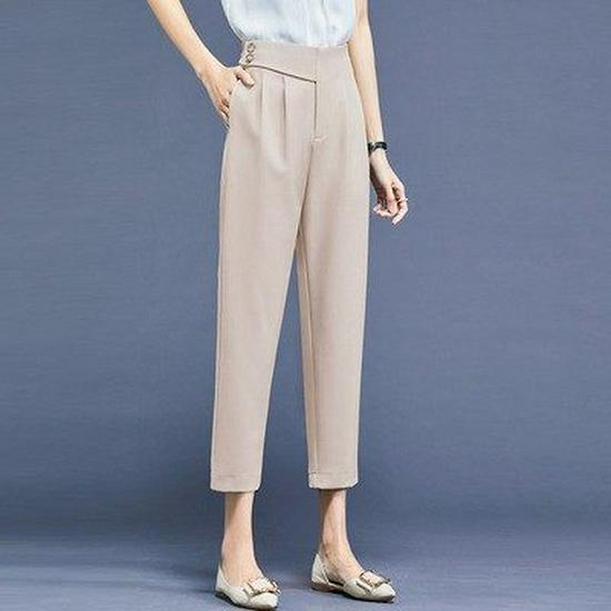 2026 Spring/Summer Women's High-Quality Cropped Trousers: Fashionable Drape Suit, Thin & Casual