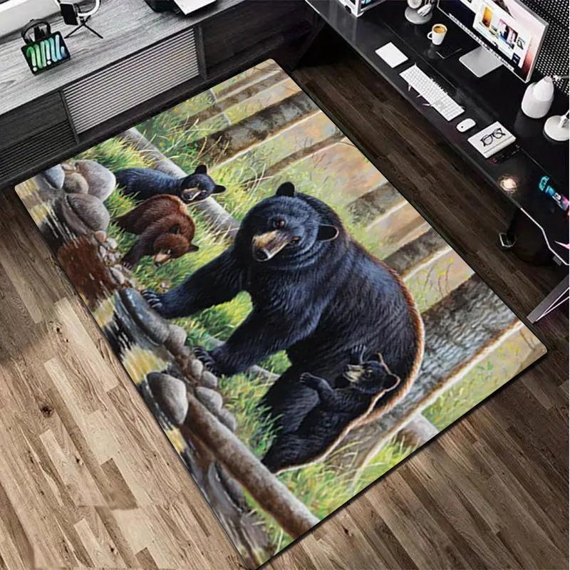1Pc Black Bear Rug - home decoration Carpet For Living Room Bedroom Flooring Computer Chair Area Rug