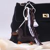 Colgante de Cuerda Tejida Dachshund y Amuleto de Cuero para Teléfono/Bolso