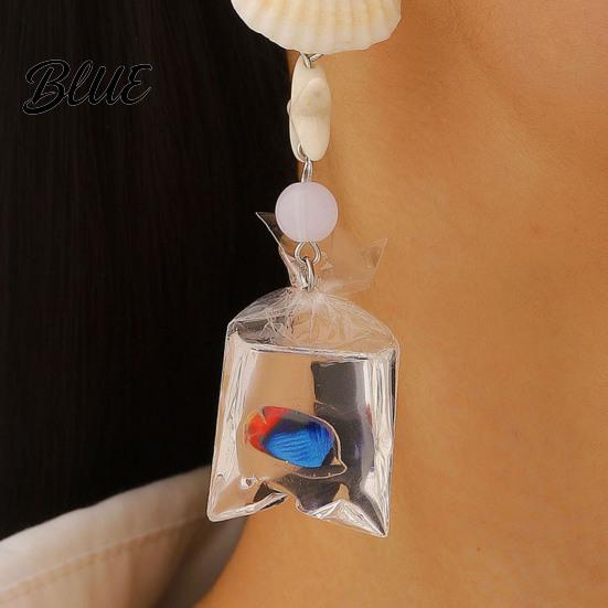 Lightweight Earrings 1 Pair Tropical Fish Bag Dangle Ocean Beach