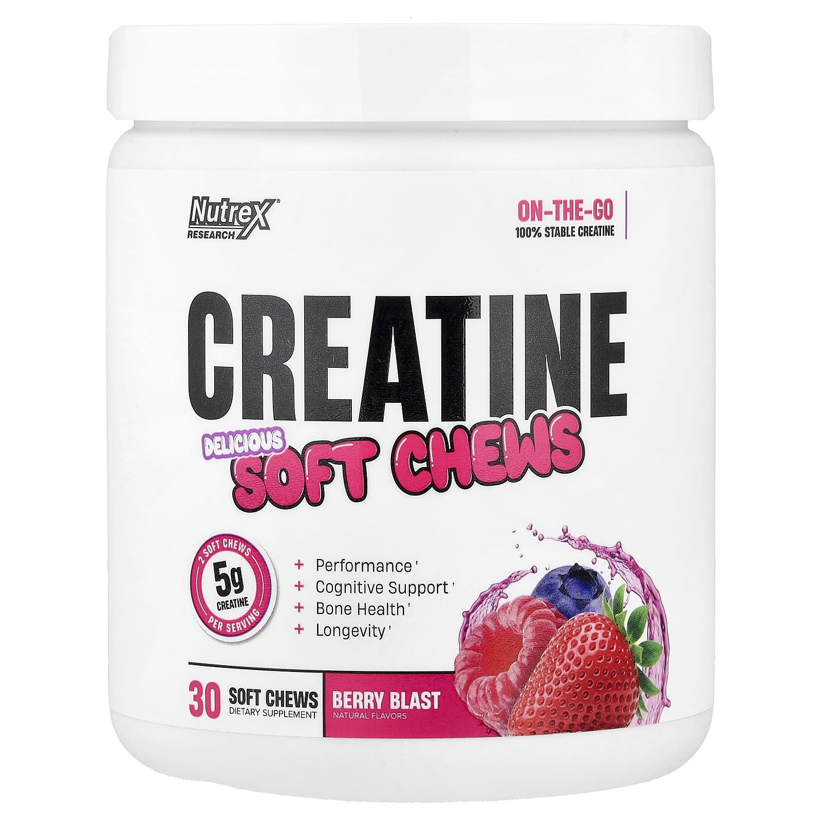 Nutrex Research Créatine, Berry Blast, Gommes Douces 30 Comprimés