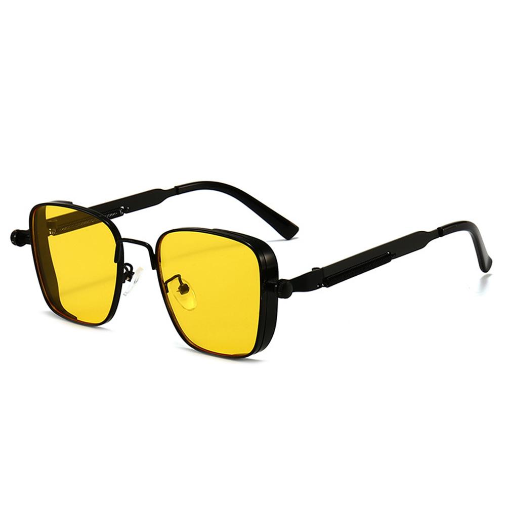 Vintage Punk Steampunk Sun Glasses With Spring Hinges Men Women Classic Metal Frame Driving Goggles Square UV400 Shades Eyewear