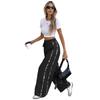 2025 European and American Women's Leopard Print Lace-Up Wide-Leg Casual Pants for Autumn.