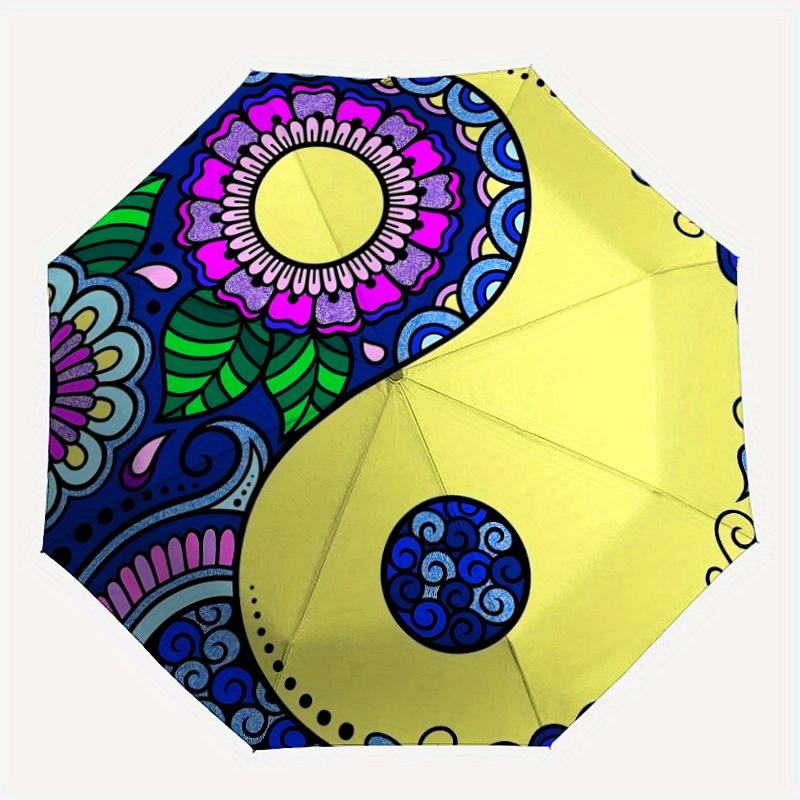 

1pc Floral Yin Yang Symbol Automatic Folding Umbrella, Portable & Foldable Design with 8 Ribs, Casual Outdoor Accessory yy250729161