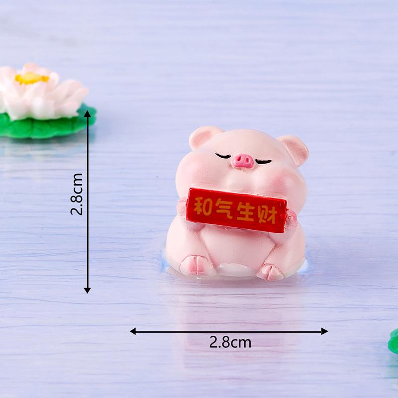 Creative Lotus Wealth Animals Miniature Figurines Cartoon Desktop Car Micro Landscape Home Ornaments Decoration Accessories Gift
