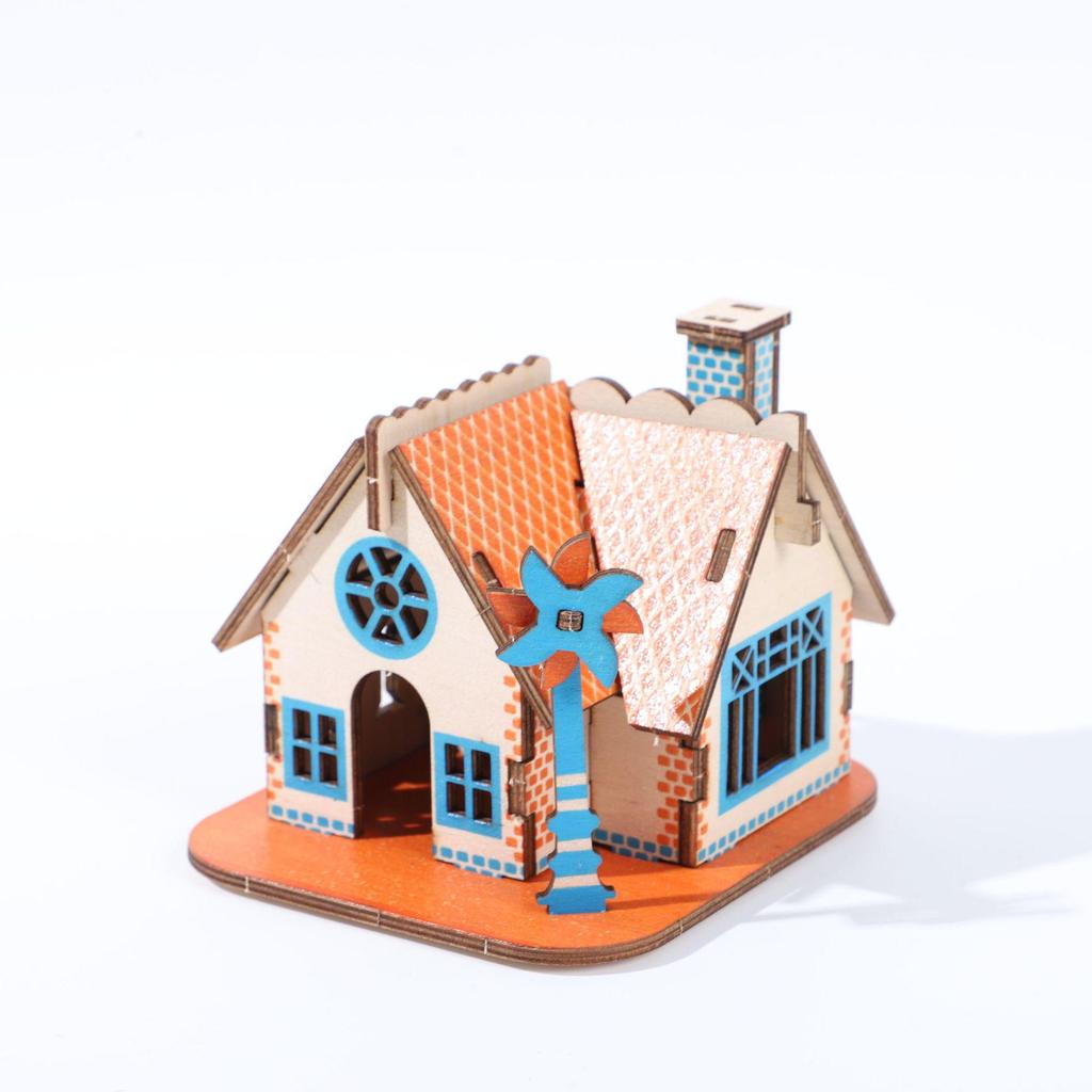 3D Wooden Puzzle Villa: DIY Small House Model for Boys and Girls