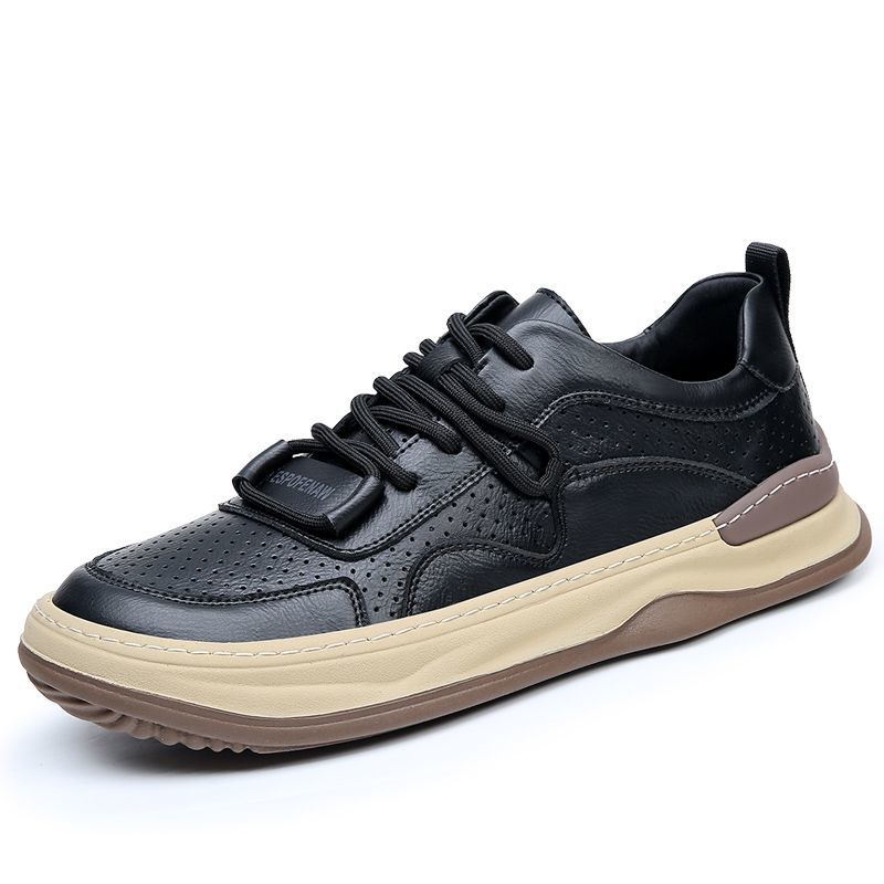 Genuine Leather Sneakers Men Casual Shoes Soft Comfortable Mens Driving Shoes Breathable Brand Male Footwear Black White Green