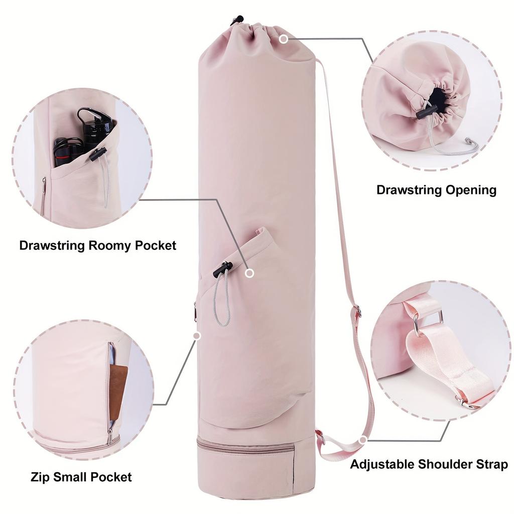 Versatile Yoga Mat Carrier With Water Bottle Pocket & Bottom Wet Pocket Durable Oxford Cloth Multi-Functional Storage Bag For Exercise Mats