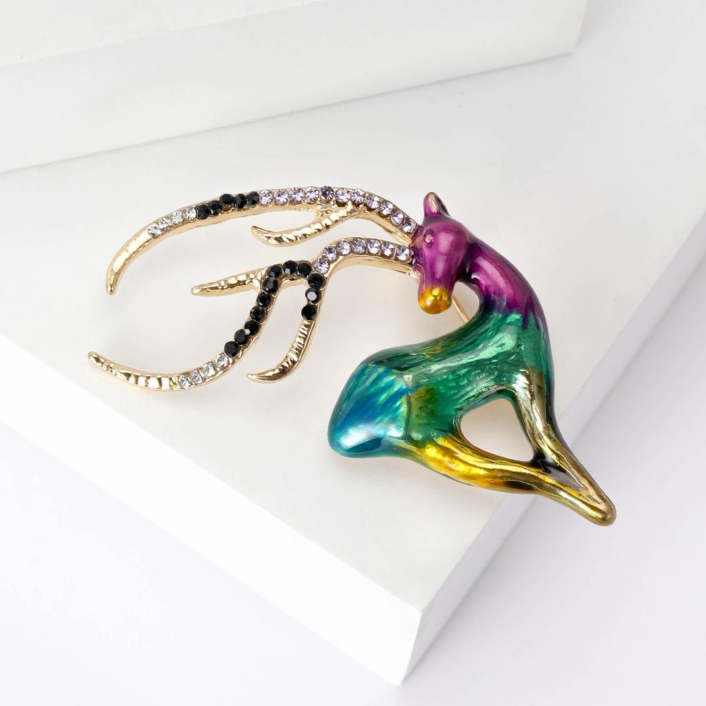 Fashion Enamel Dripping Elk Brooch Simple Animal Pin Women'S Dress Suit Accessories Corsage