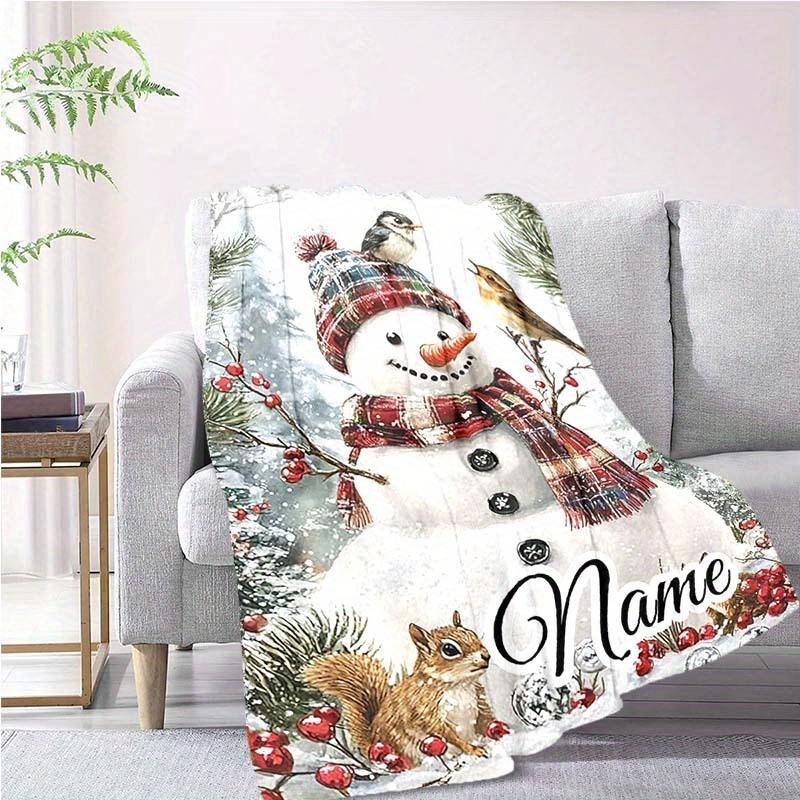 Snowman Customize Your Name Blanket Warm Comfortable And Soft Blankets Are Suitable For Home Chairs Office Sofas Sofas Office Camping And Gifts For