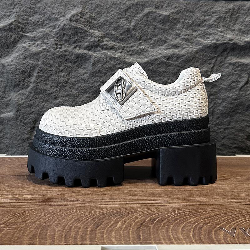Fashion Designer 9CM High New Autumn Women Weave Leather Sneakers Pumps Platform Casual Shoes Thick Sole Walking Shoes Zapatos Mujer
