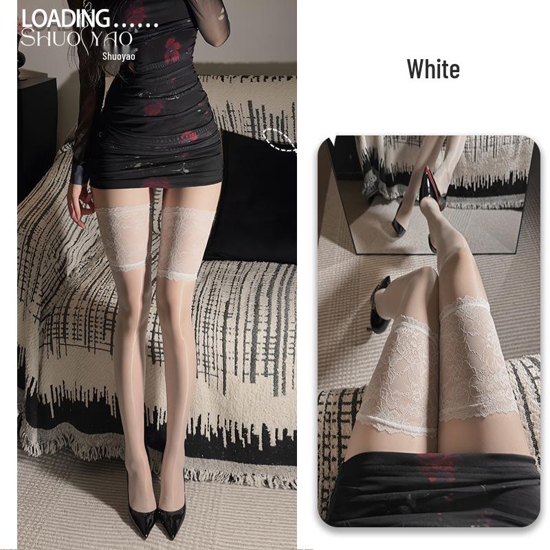 Camellia Black Silk Lace Thigh Highs - Ultra-thin, Sexy Aurora Stockings