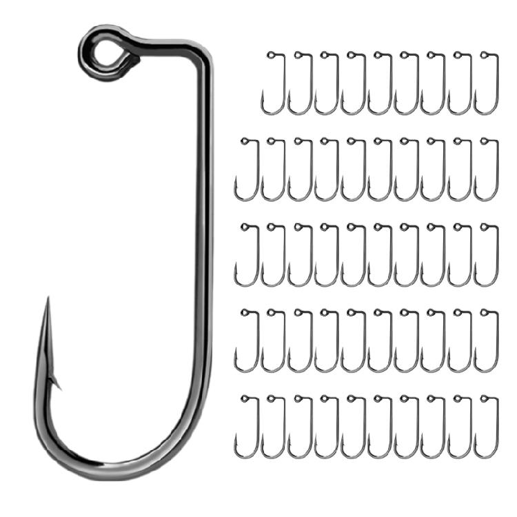 Aberdeen Jig Hook 90 Degree Long Shank Bend Jig Hook Round Bend High Carbon Steel Barbarian Hook Set Fishing Jig Hook