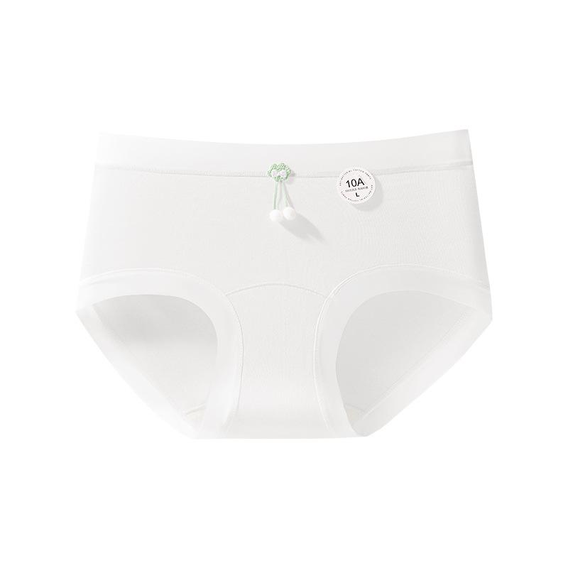 Girl Spring and Autumn Sweet Pure Cotton 10A Antibacterial Extension Crotch Skin Breathable Middle Waist Triangle Briefs