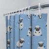 Adorable Sheep Pattern Shower Curtain Light Blue Background With White Clouds Design Perfect For Bathroom Decor Kids Bathrooms.